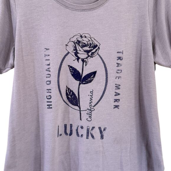 Lucky Brand Womens XL Rose Graphic Scoop Neck T-Shirt Purple Boho FLAWS - Picture 3 of 11